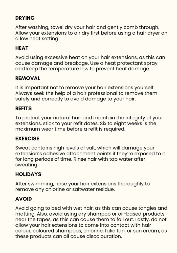 Hair Club Extensions Aftercare Leaflet page 3