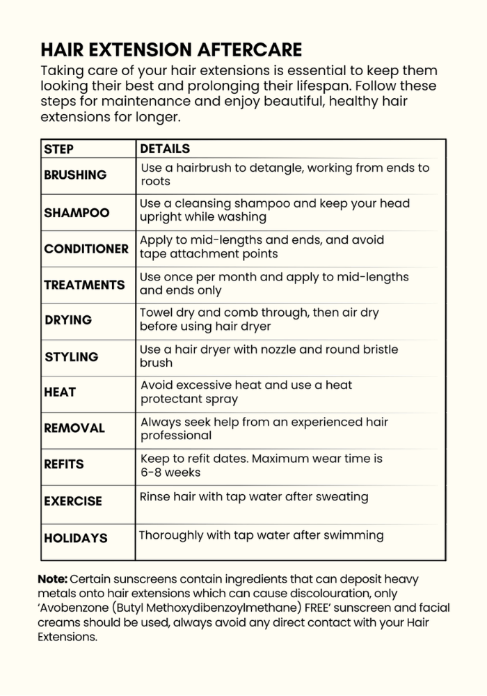 Hair Club Extensions Aftercare Leaflet page 4